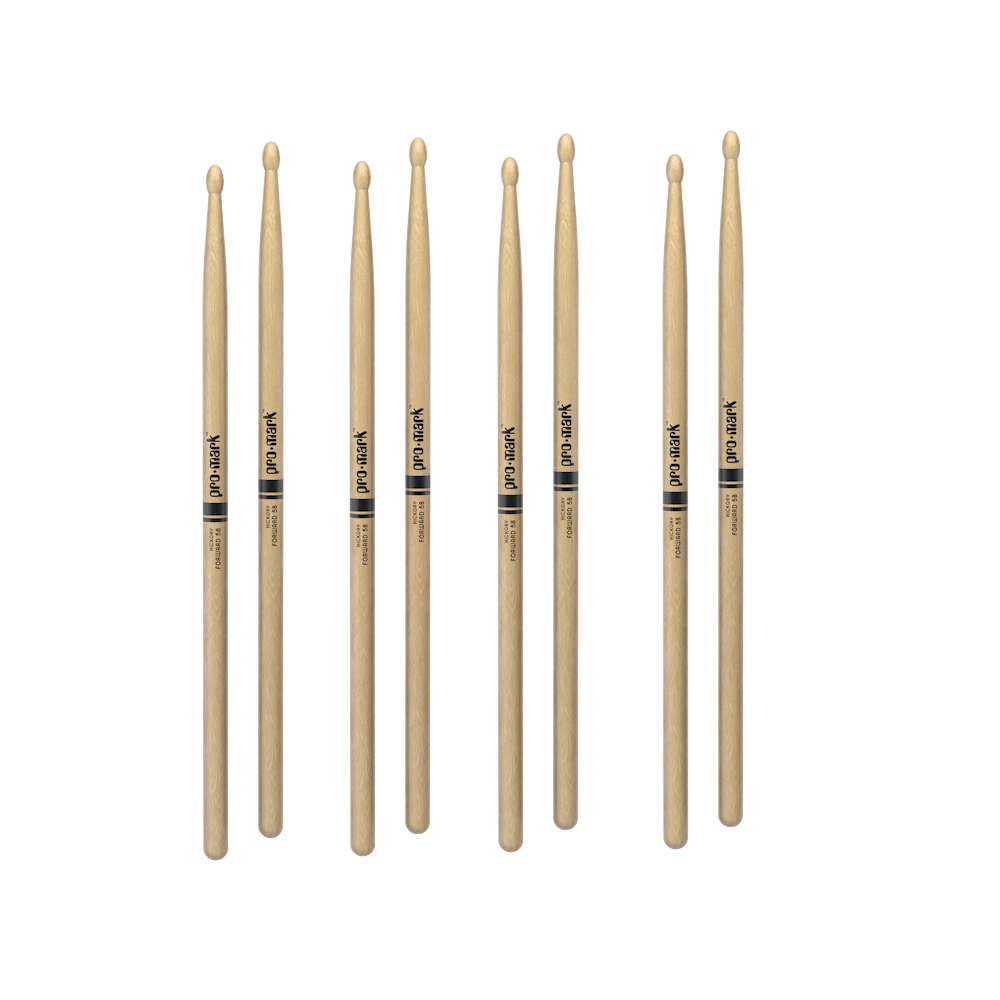 Promark - Baquetas Classic (Forward) 5B, Punta De Madera, Hickory (4 Pares) Mod.TX5BW-4P_1
