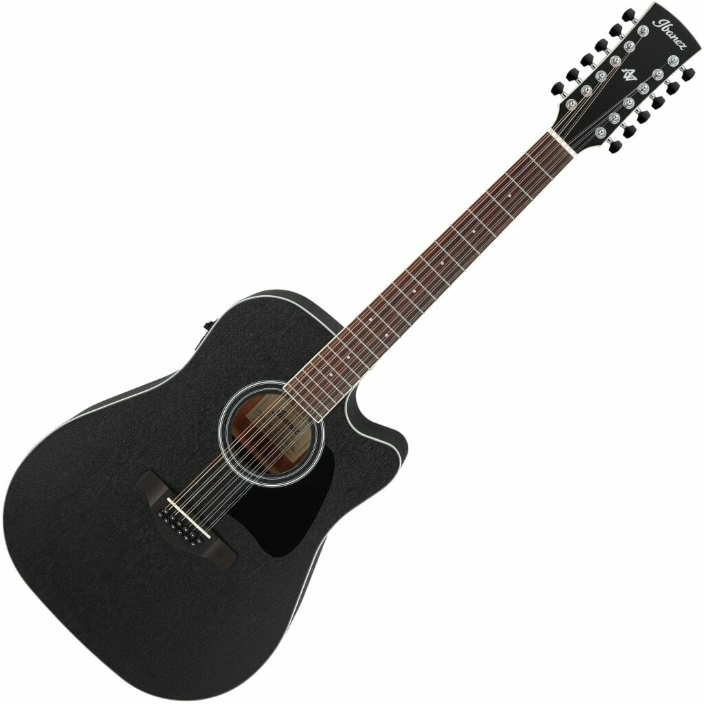 [PMG11026] Ibañez - Guitarra Electroacustica Artwood Okume De 12 Cuerdas Negro Erosionado Mod.AW8412CE-WK