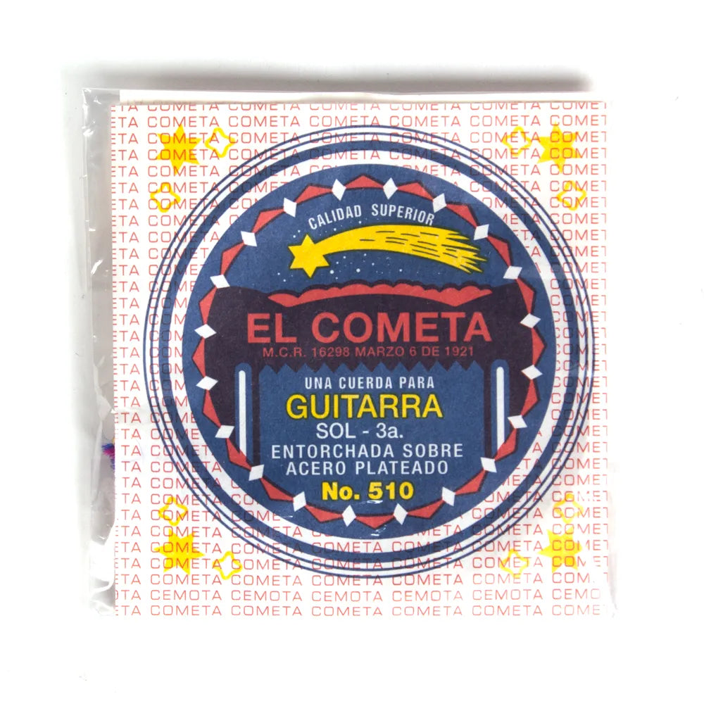 [PMG11922] El Cometa - Cuerda Para Guitarra Acustica, 3A., Entorchado Cobre Plata Sobre Acero Estañado Con Borla Mod.COGS-510-6